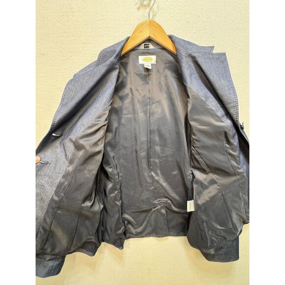 Talbots Womens Preppy Blazer Coat Stretch Size 14 Navy Long Sleeve Classic - Picture 5 of 14